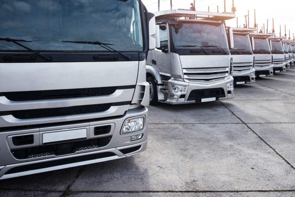 group of trucks parked in row11